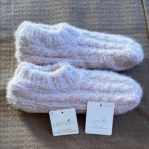 Lemon Cozy Knit Slippers in Soft Pink